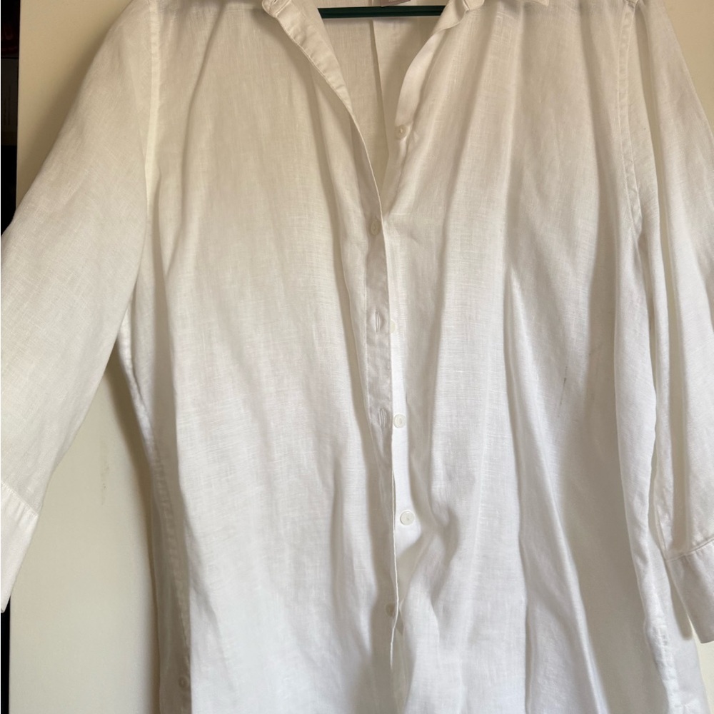 Chico's White Button Down 3/4 Sleeve Blouse